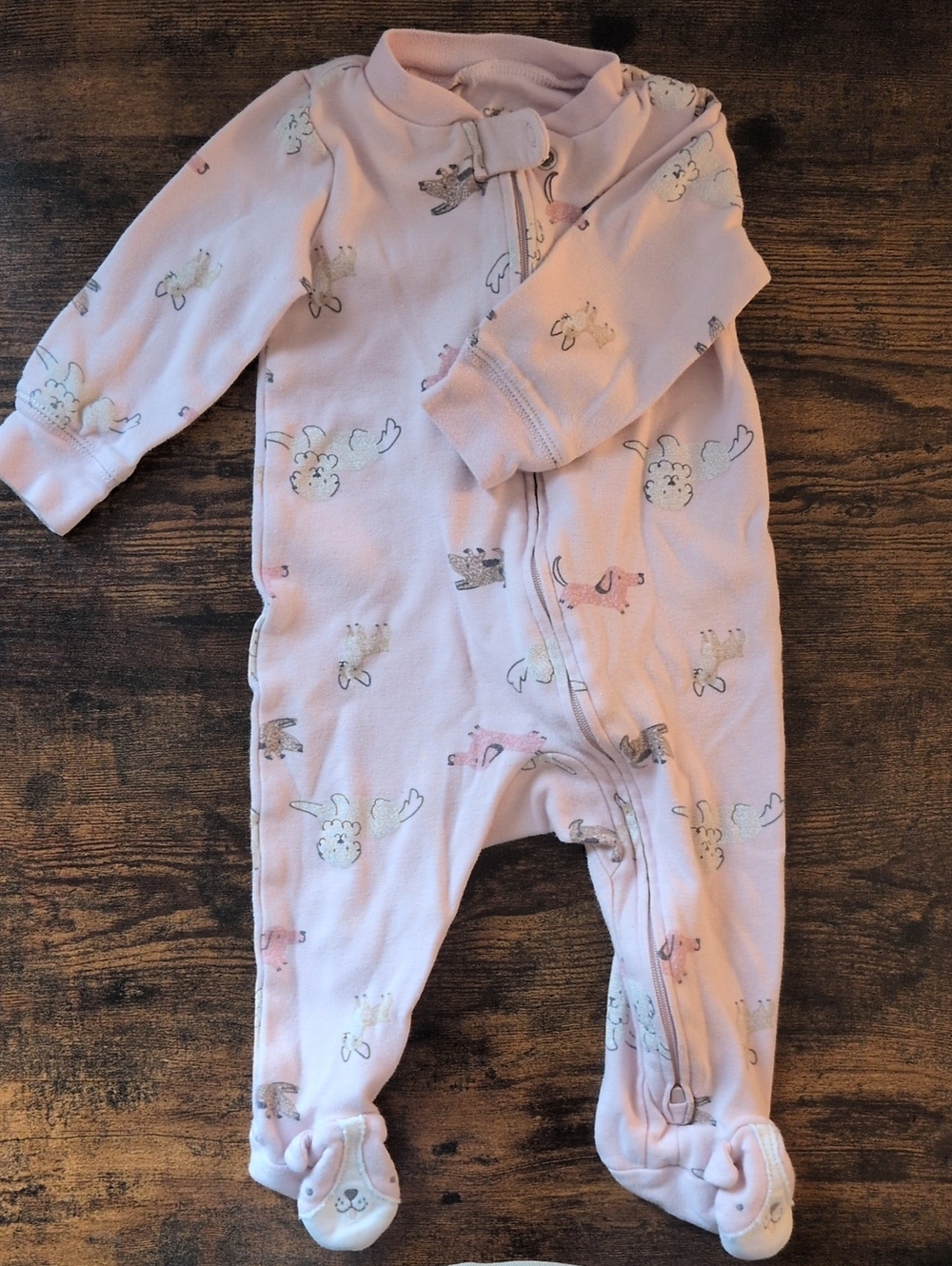 5/$25 Carter's Light Pink Footie Bodysuit 9M